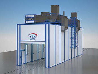 Окрасочно-сушильная камера проходного типа SPK-30.5.6 для нефтегазовой промышленности